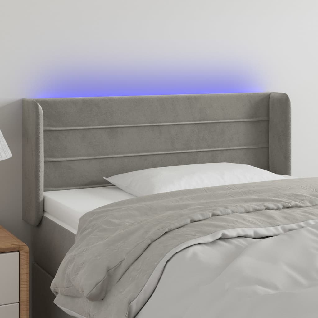 Tête de lit à LED Gris clair 103x16x78/88 cm Velours - XIOS