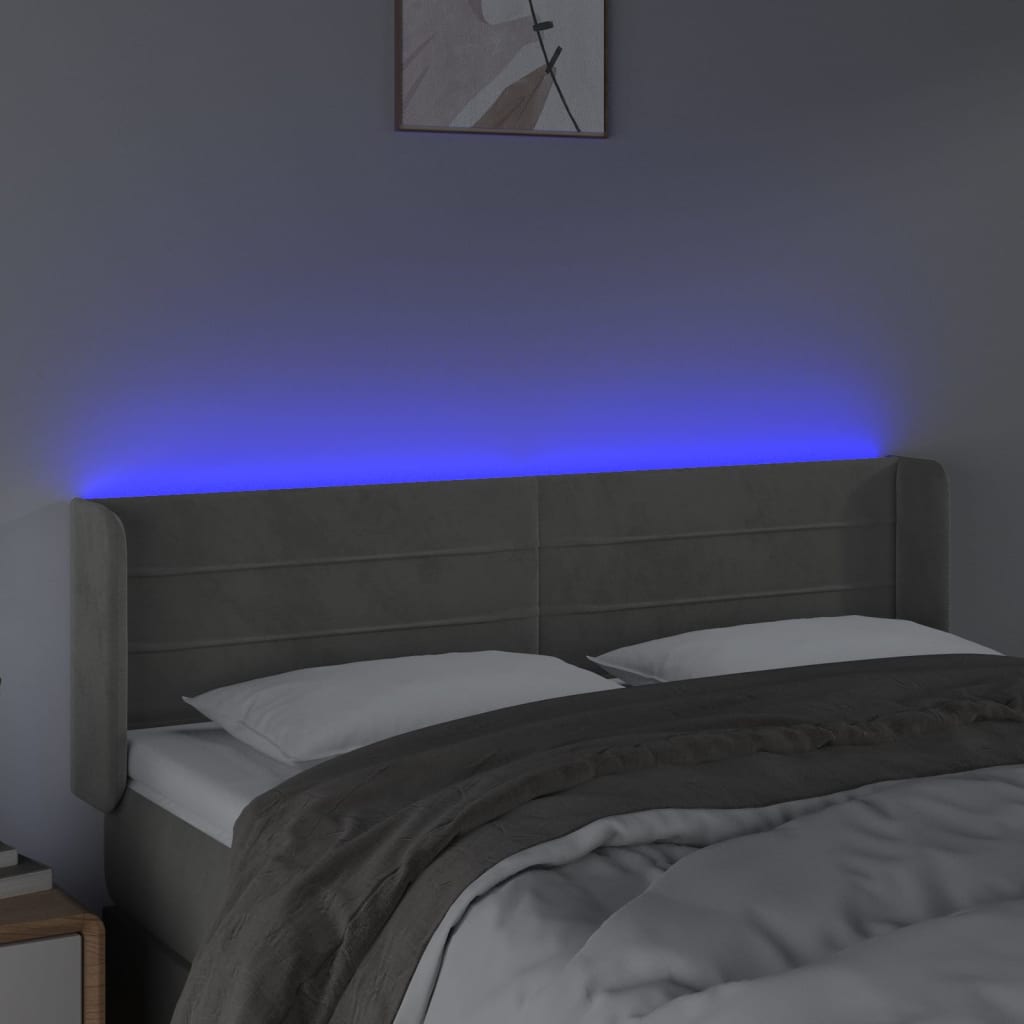 Tête de lit à LED Gris clair 147x16x78/88 cm Velours - XIOS