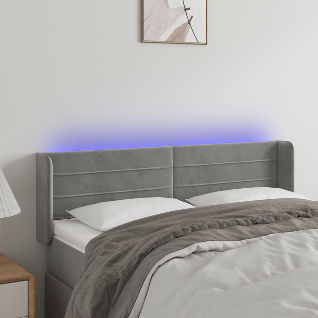 Tête de lit à LED Gris clair 147x16x78/88 cm Velours - XIOS