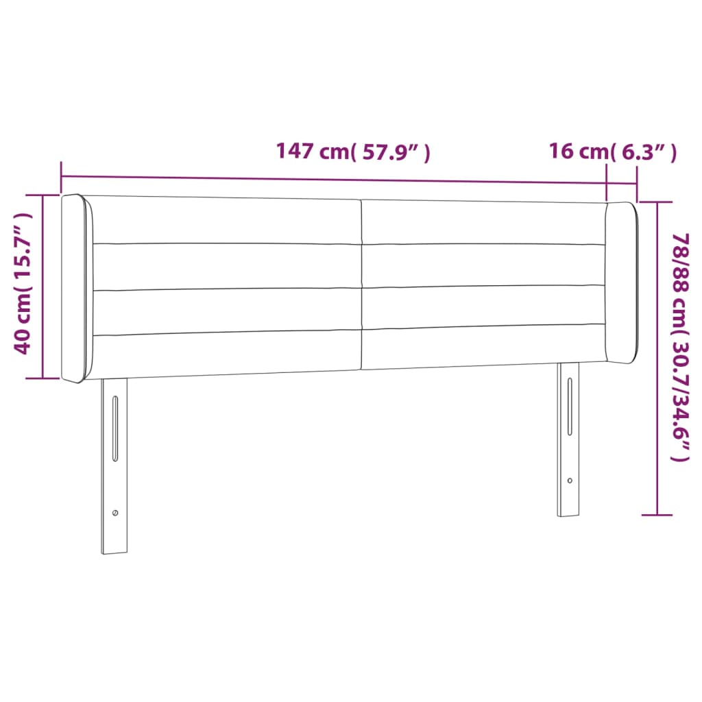 Tête de lit à LED Gris foncé 147x16x78/88 cm Velours - XIOS