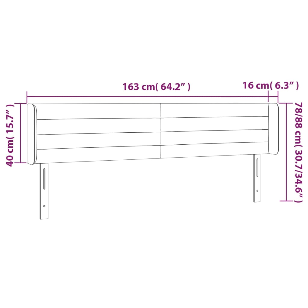 Tête de lit à LED Gris clair 163x16x78/88 cm Velours - XIOS