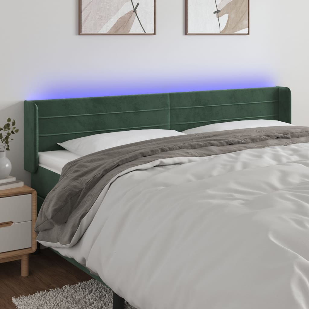 Tête de lit à LED Vert foncé 183x16x78/88 cm Velours - XIOS