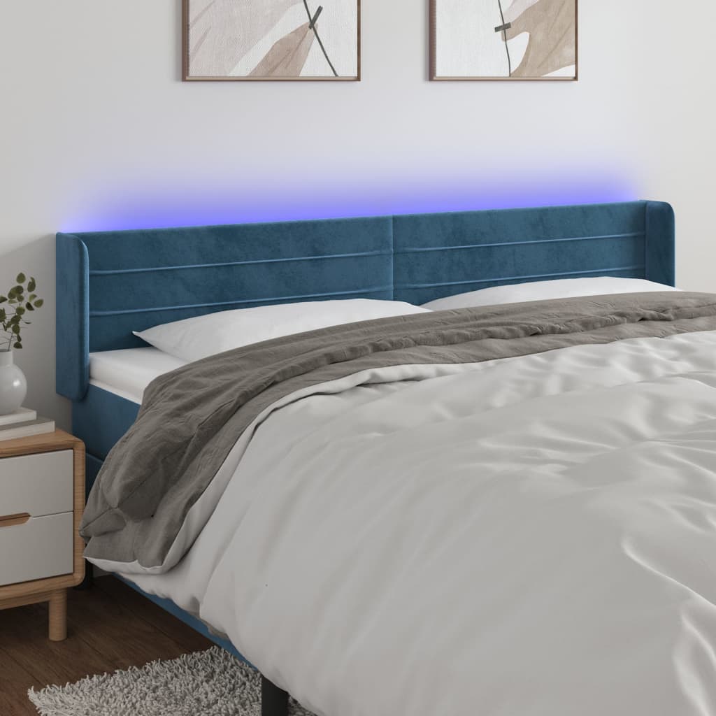 Tête de lit à LED Bleu foncé 183x16x78/88 cm Velours - XIOS