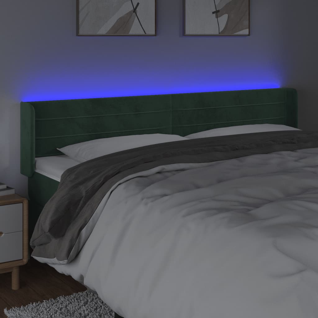 Tête de lit à LED Vert foncé 203x16x78/88 cm Velours - XIOS