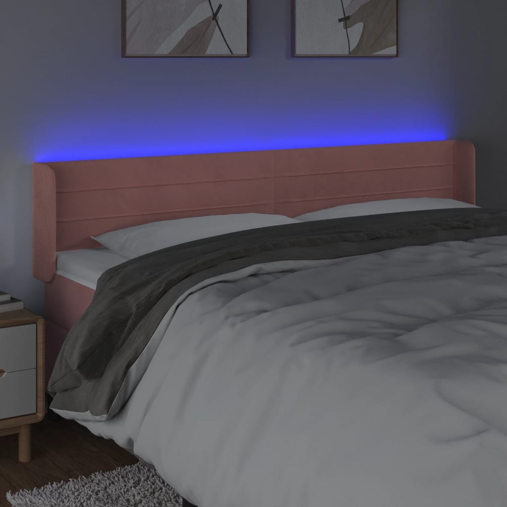 Tête de lit à LED Rose 203x16x78/88 cm Velours - XIOS