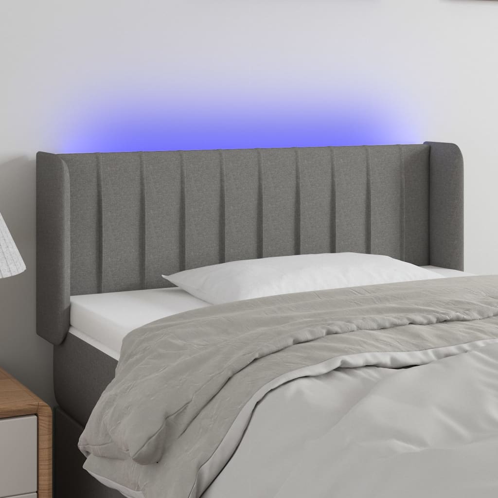 Tête de lit à LED Gris foncé 83x16x78/88 cm Tissu - XIOS