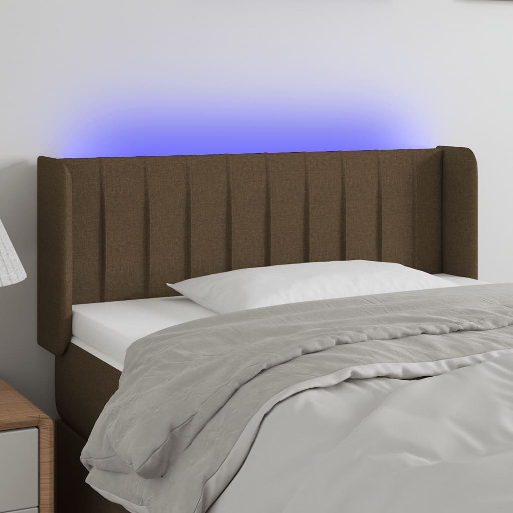 Tête de lit à LED Marron foncé 83x16x78/88 cm Tissu - XIOS