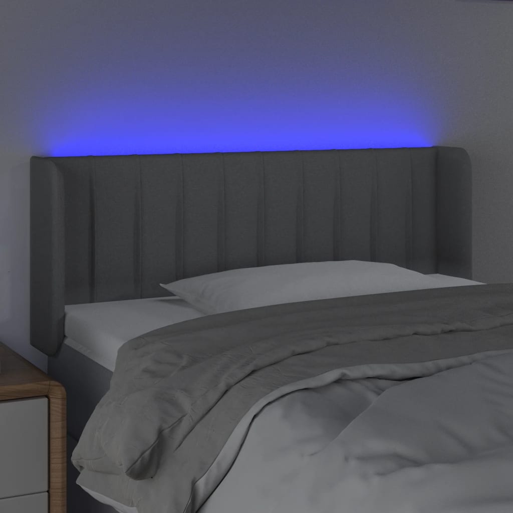 Tête de lit à LED Gris clair 103x16x78/88 cm Tissu - XIOS