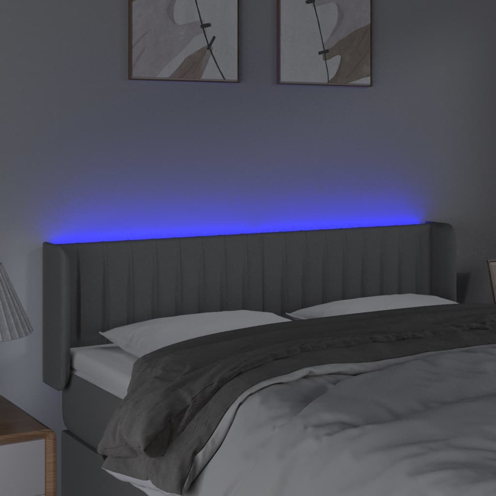 Tête de lit à LED Gris clair 147x16x78/88 cm Tissu - XIOS