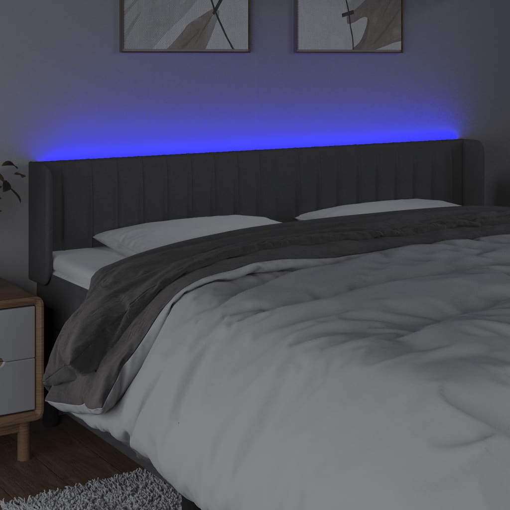 Tête de lit à LED Gris foncé 163x16x78/88 cm Tissu - XIOS