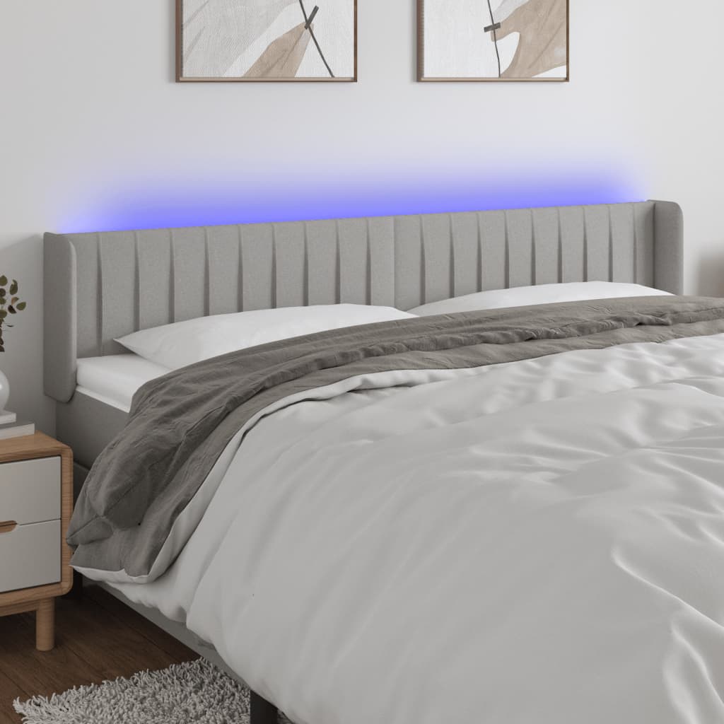Tête de lit à LED Gris clair 183x16x78/88 cm Tissu - XIOS