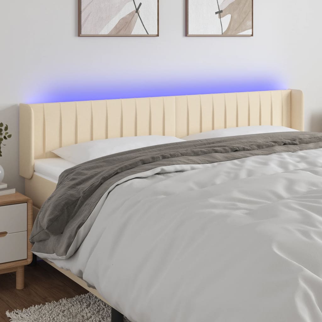 Tête de lit à LED Crème 183x16x78/88 cm Tissu - XIOS