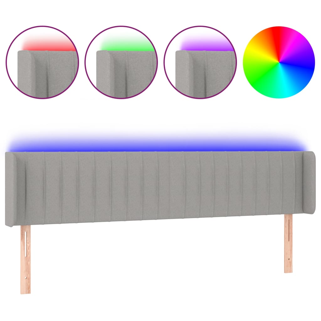 Tête de lit à LED Gris clair 203x16x78/88 cm Tissu - XIOS