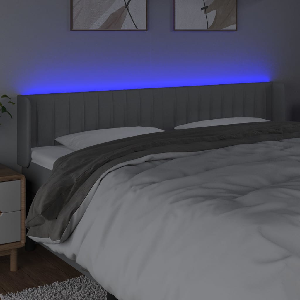 Tête de lit à LED Gris clair 203x16x78/88 cm Tissu - XIOS