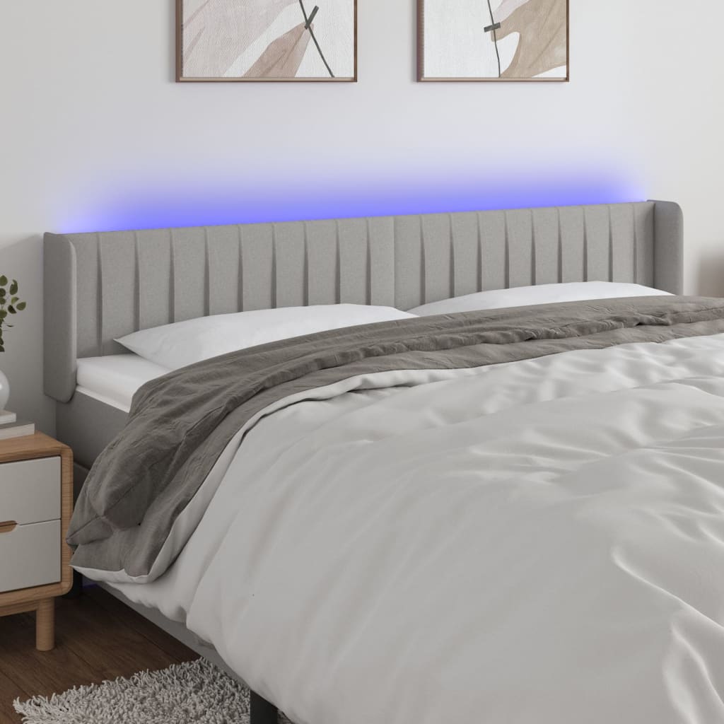 Tête de lit à LED Gris clair 203x16x78/88 cm Tissu - XIOS