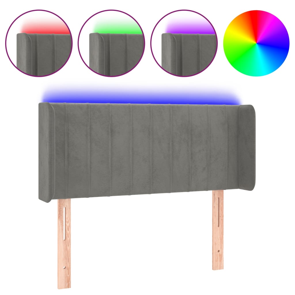 Tête de lit à LED Gris clair 103x16x78/88 cm Velours - XIOS