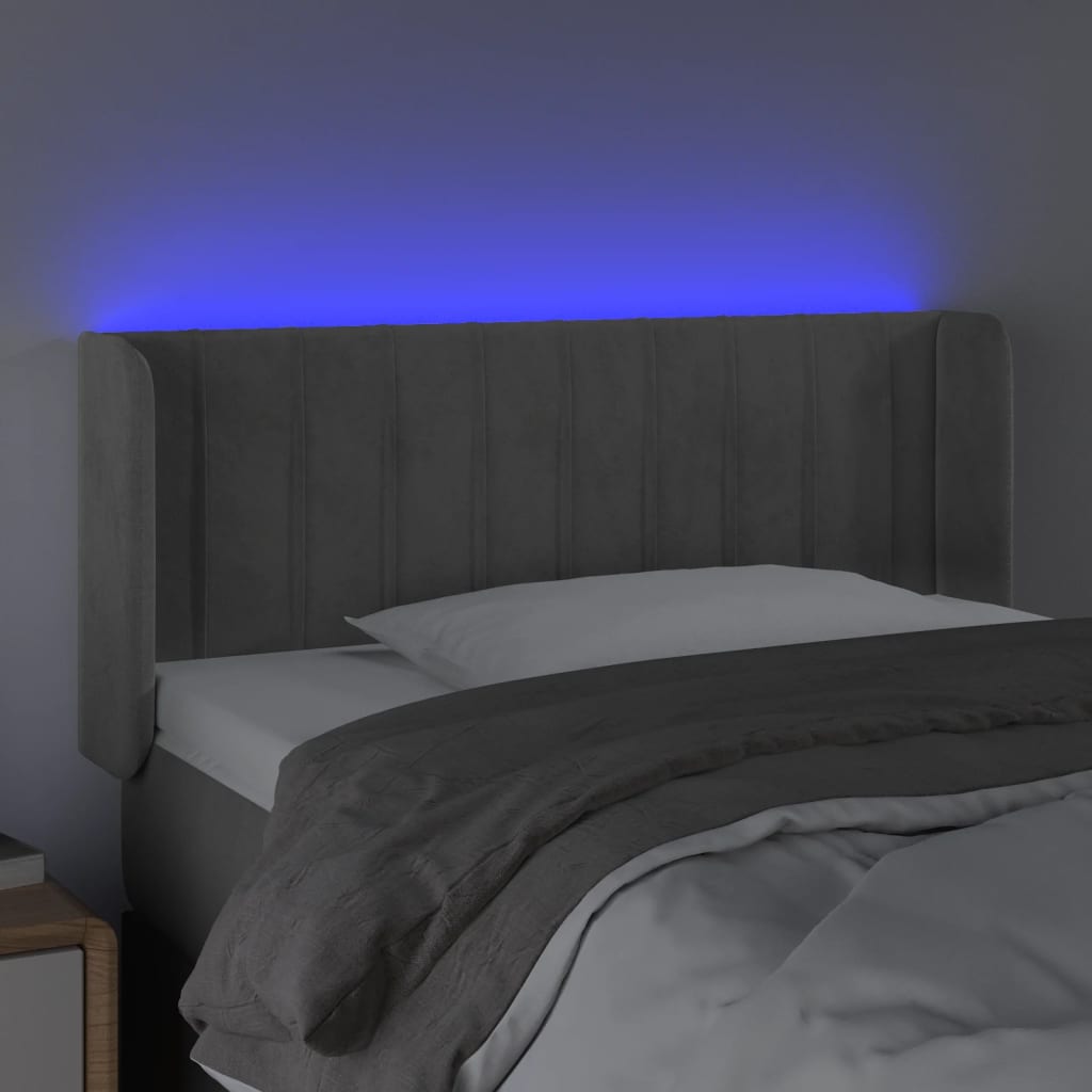 Tête de lit à LED Gris clair 103x16x78/88 cm Velours - XIOS