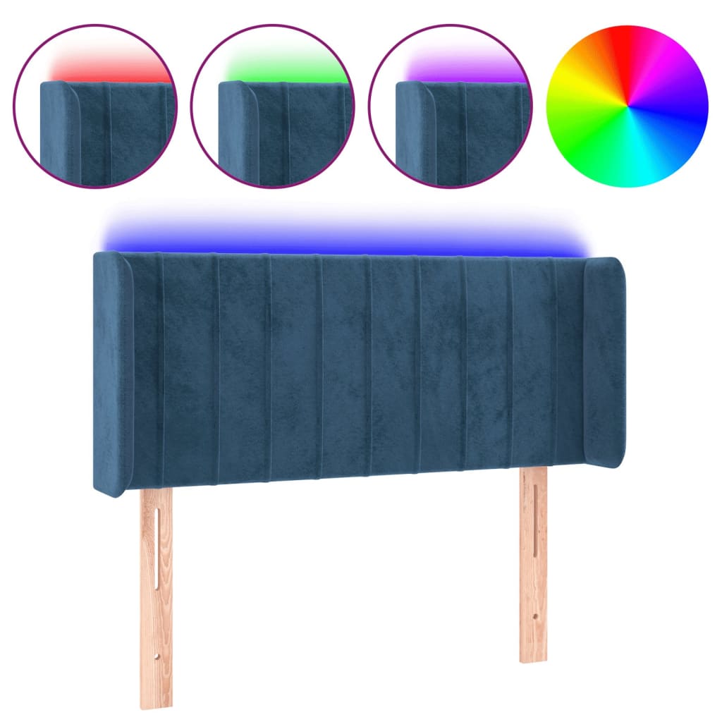 Tête de lit à LED Bleu foncé 103x16x78/88 cm Velours - XIOS