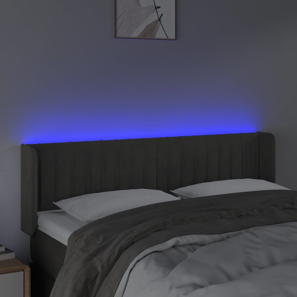 Tête de lit à LED Gris foncé 147x16x78/88 cm Velours - XIOS