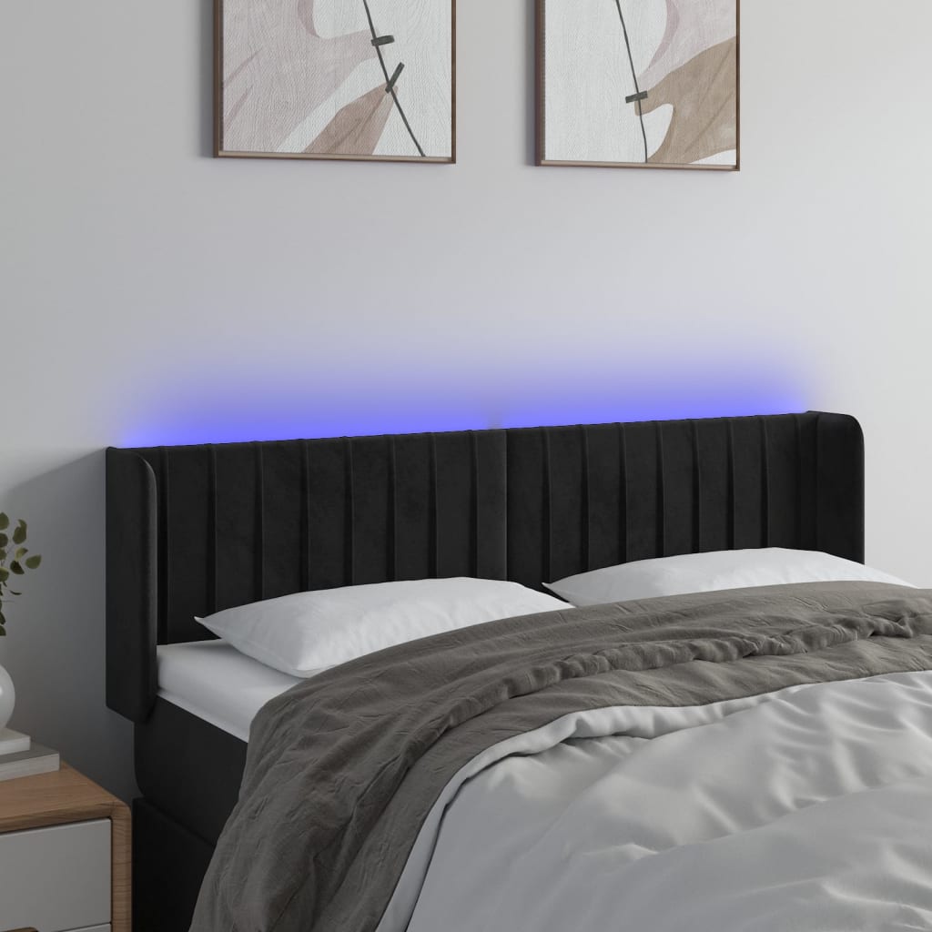 Tête de lit à LED Noir 147x16x78/88 cm Velours - XIOS