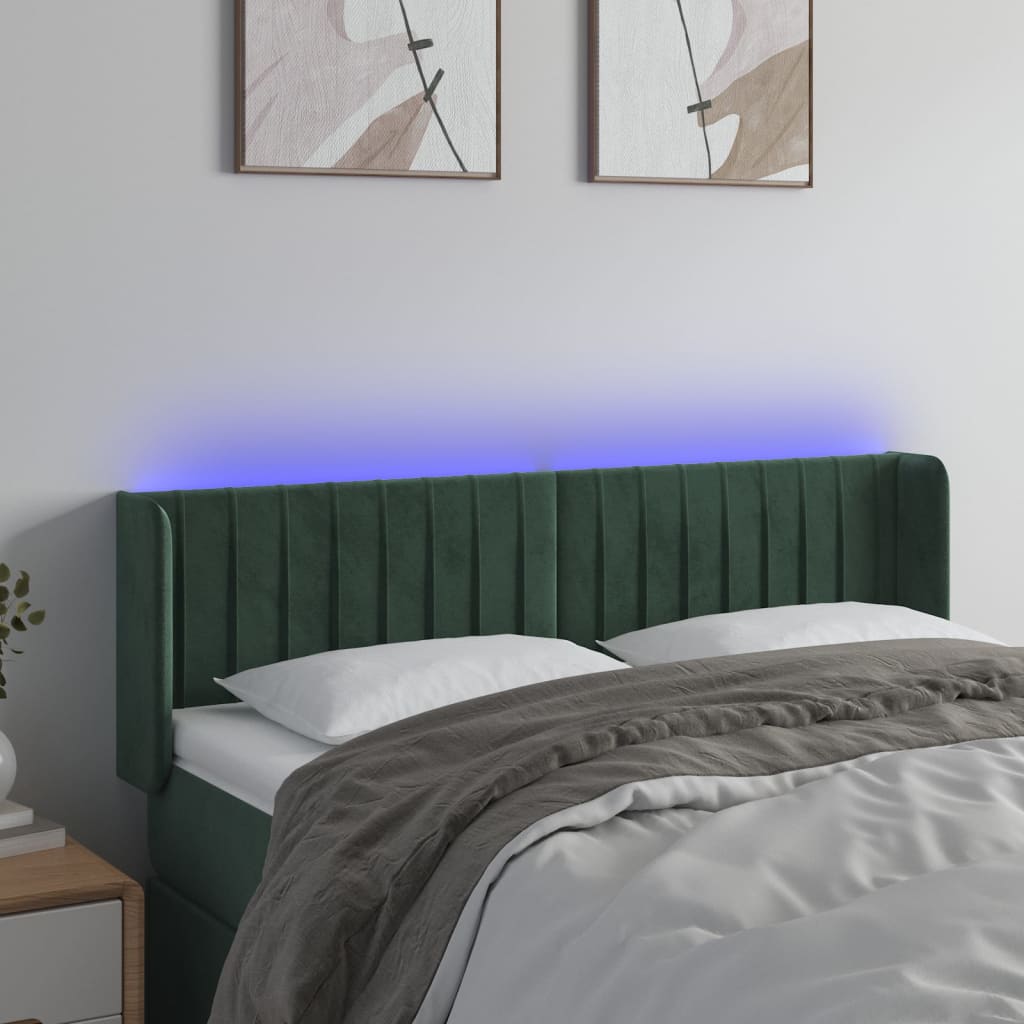Tête de lit à LED Vert foncé 147x16x78/88 cm Velours - XIOS