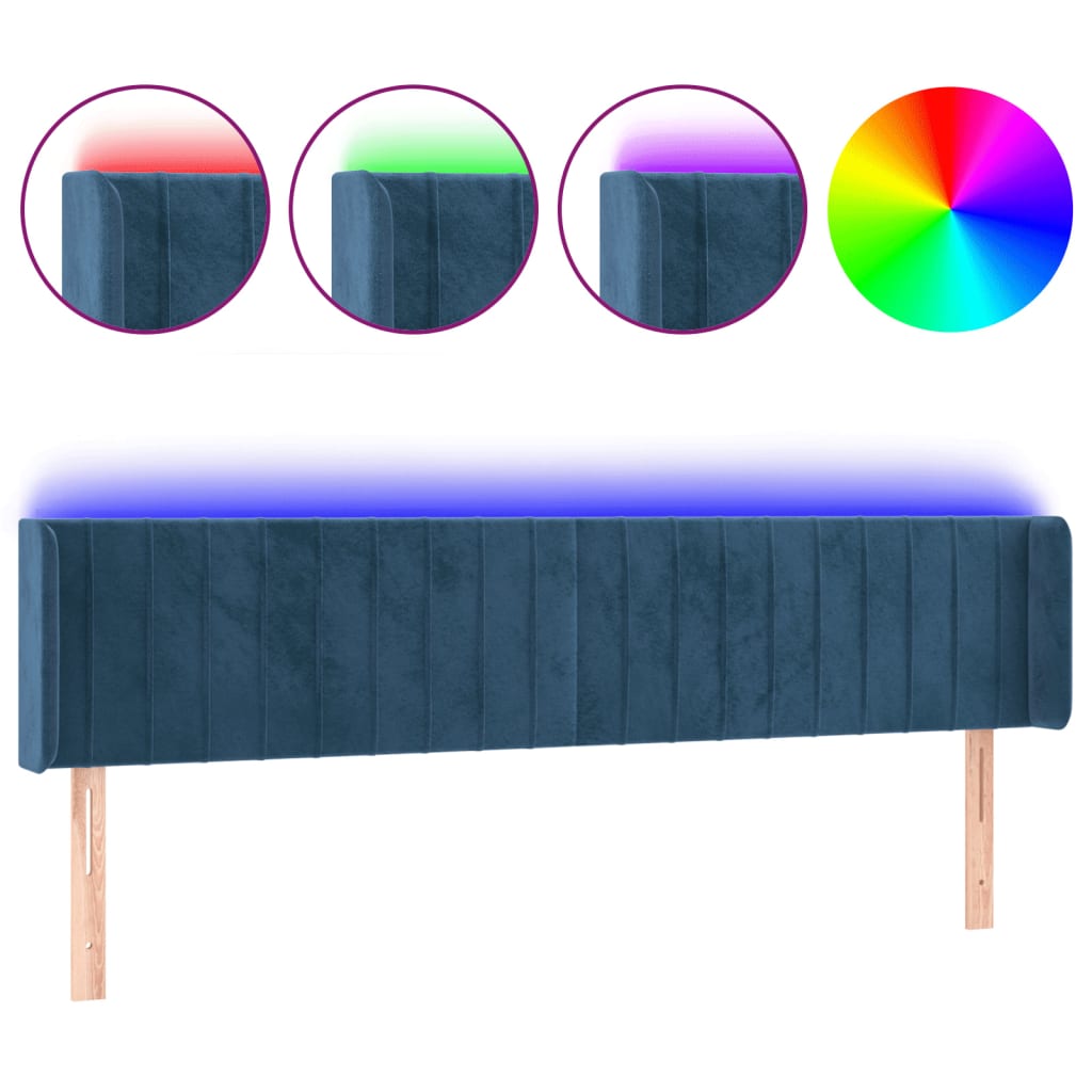 Tête de lit à LED Bleu foncé 183x16x78/88 cm Velours - XIOS