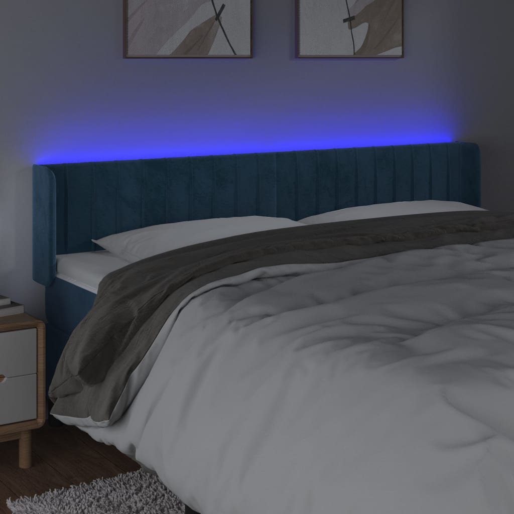 Tête de lit à LED Bleu foncé 183x16x78/88 cm Velours - XIOS