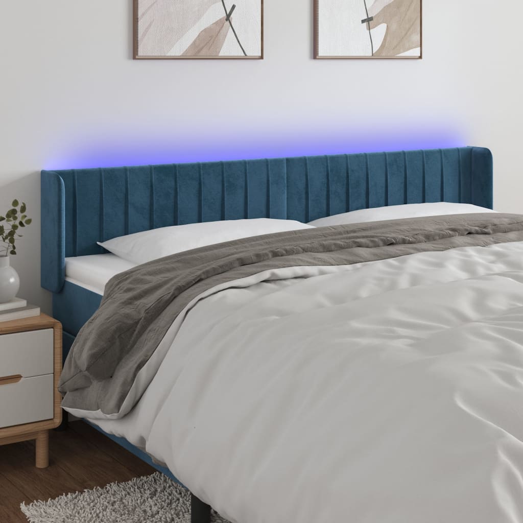 Tête de lit à LED Bleu foncé 183x16x78/88 cm Velours - XIOS