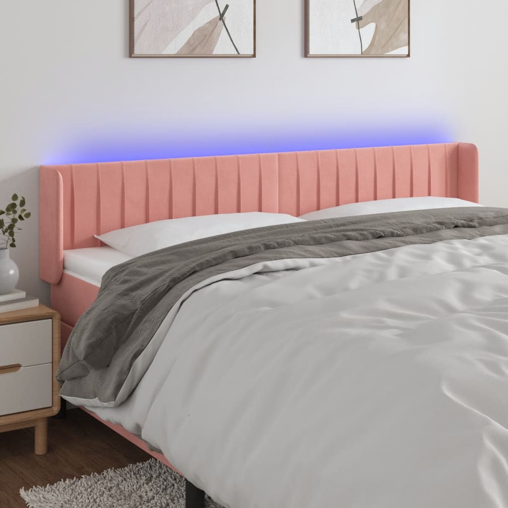 Tête de lit à LED Rose 203x16x78/88 cm Velours - XIOS