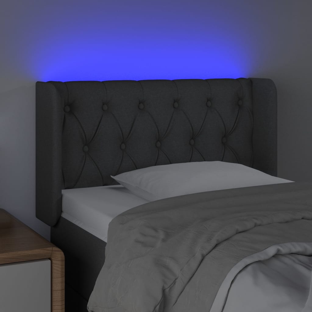 Tête de lit à LED Gris foncé 83x16x78/88 cm Tissu - XIOS