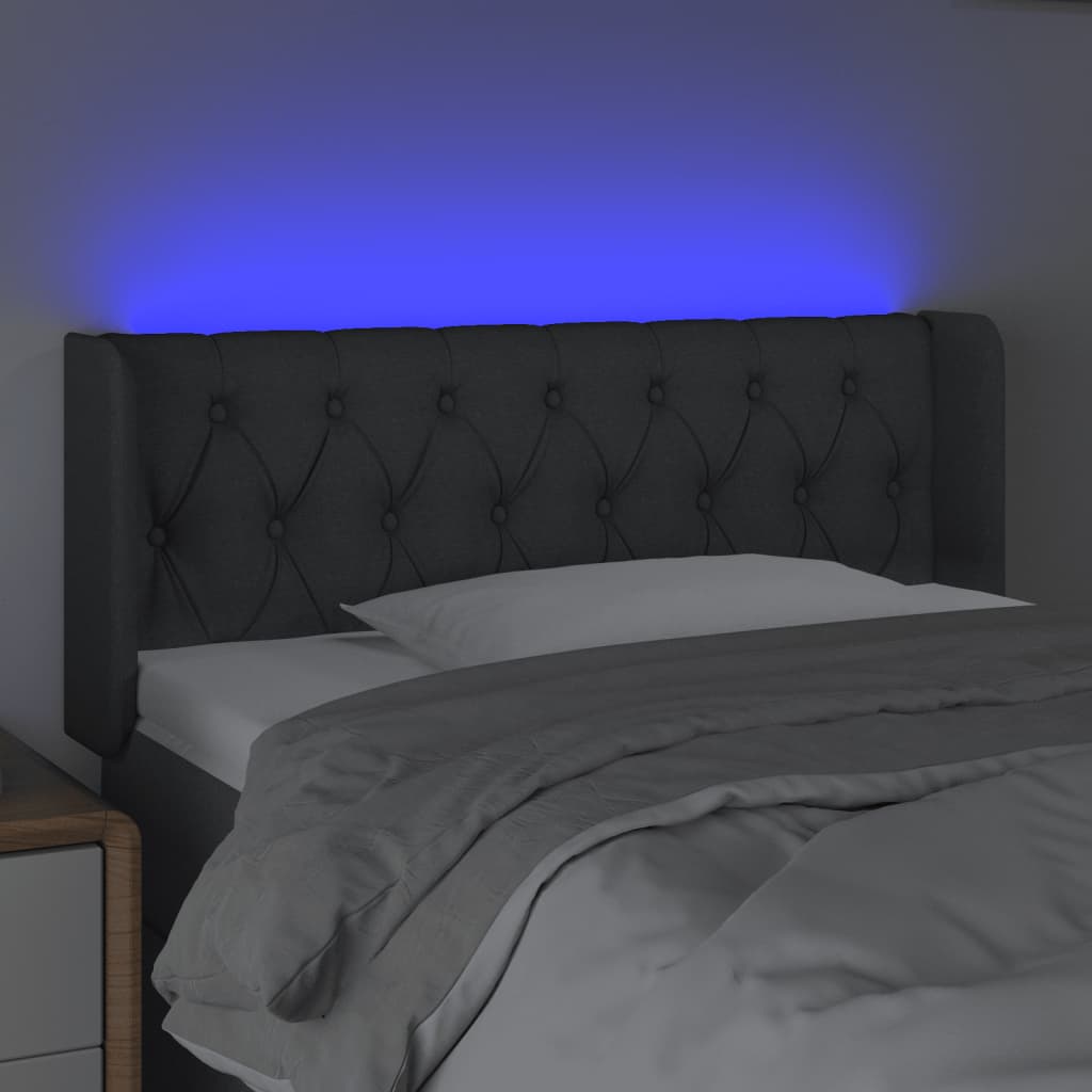 Tête de lit à LED Gris foncé 93x16x78/88 cm Tissu - XIOS