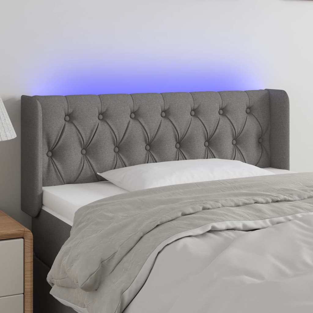 Tête de lit à LED Gris foncé 93x16x78/88 cm Tissu - XIOS