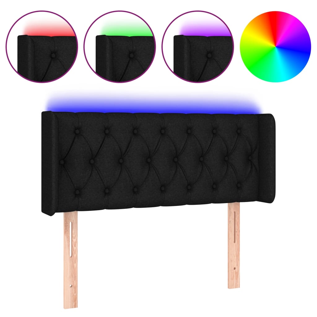 Tête de lit à LED Noir 93x16x78/88 cm Tissu - XIOS
