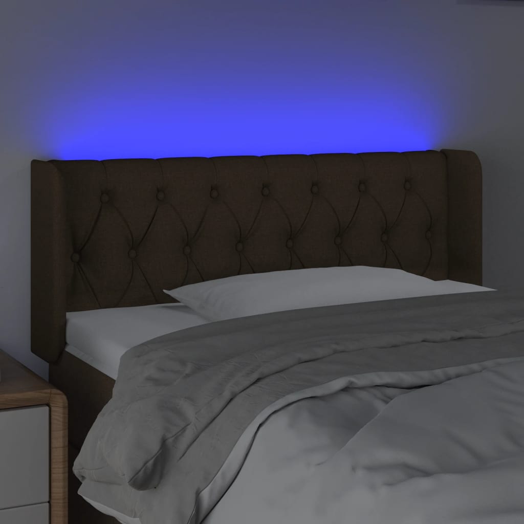 Tête de lit à LED Marron foncé 93x16x78/88 cm Tissu - XIOS