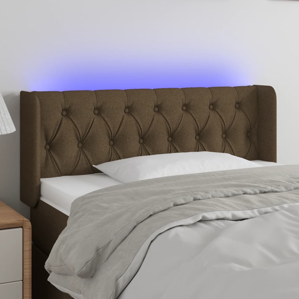 Tête de lit à LED Marron foncé 103x16x78/88 cm Tissu - XIOS