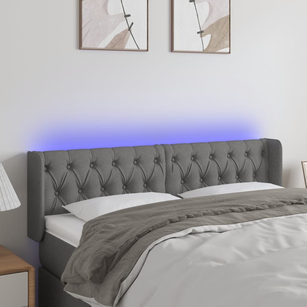 Tête de lit à LED Gris foncé 147x16x78/88 cm Tissu - XIOS