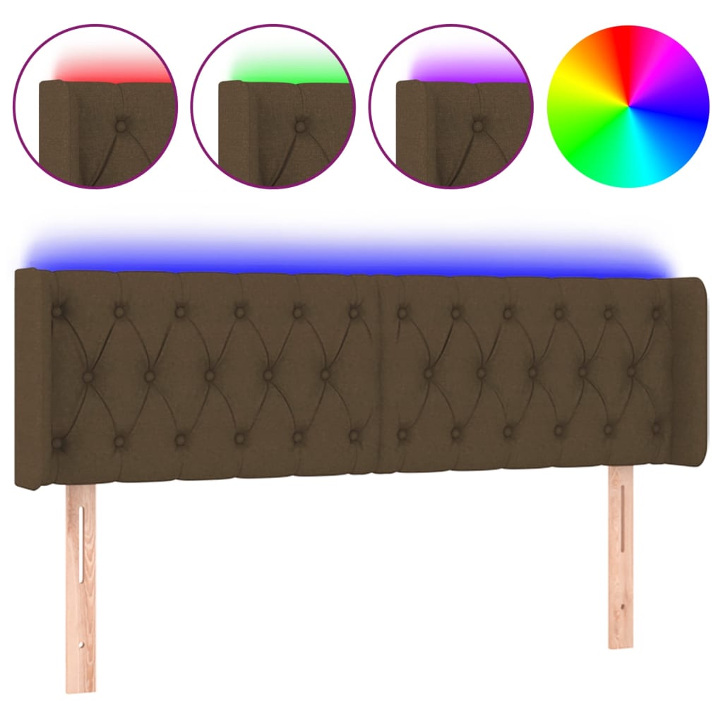 Tête de lit à LED Marron foncé 147x16x78/88 cm Tissu - XIOS
