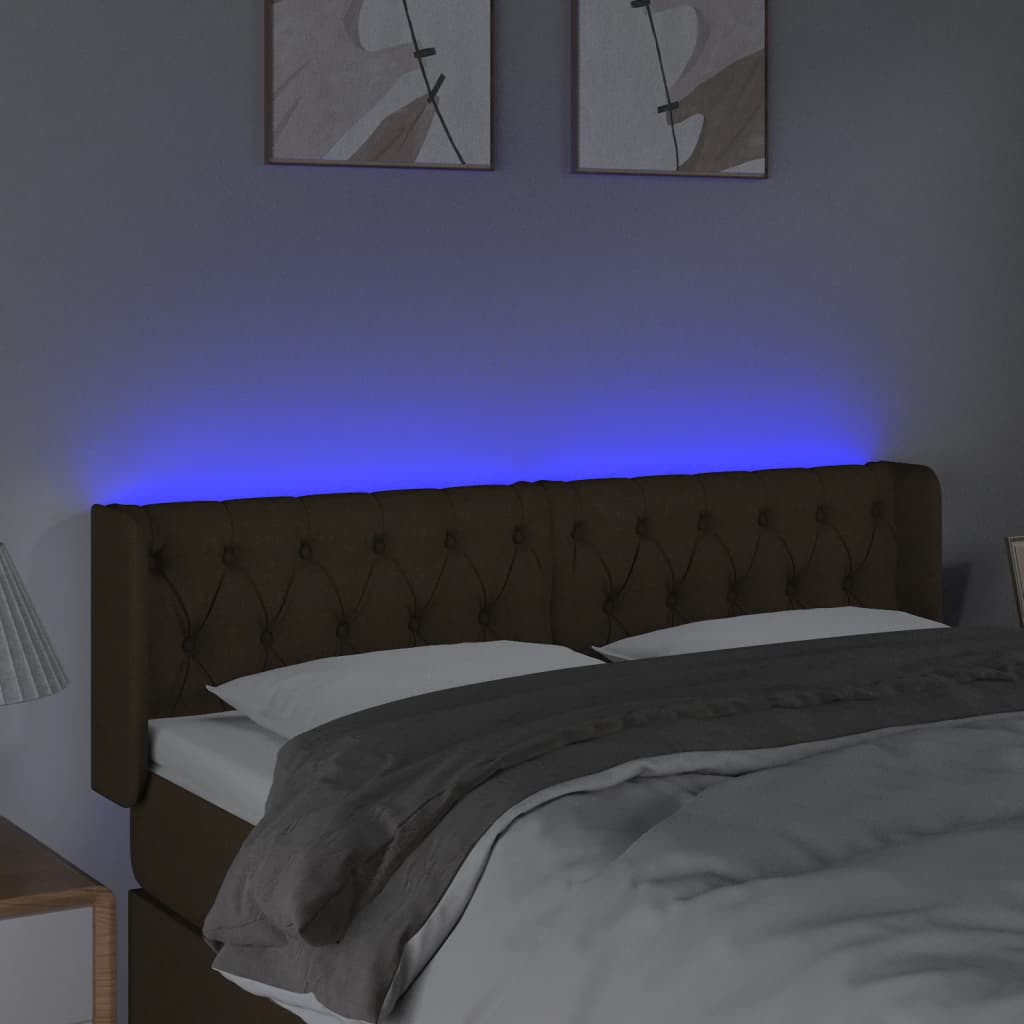 Tête de lit à LED Marron foncé 147x16x78/88 cm Tissu - XIOS
