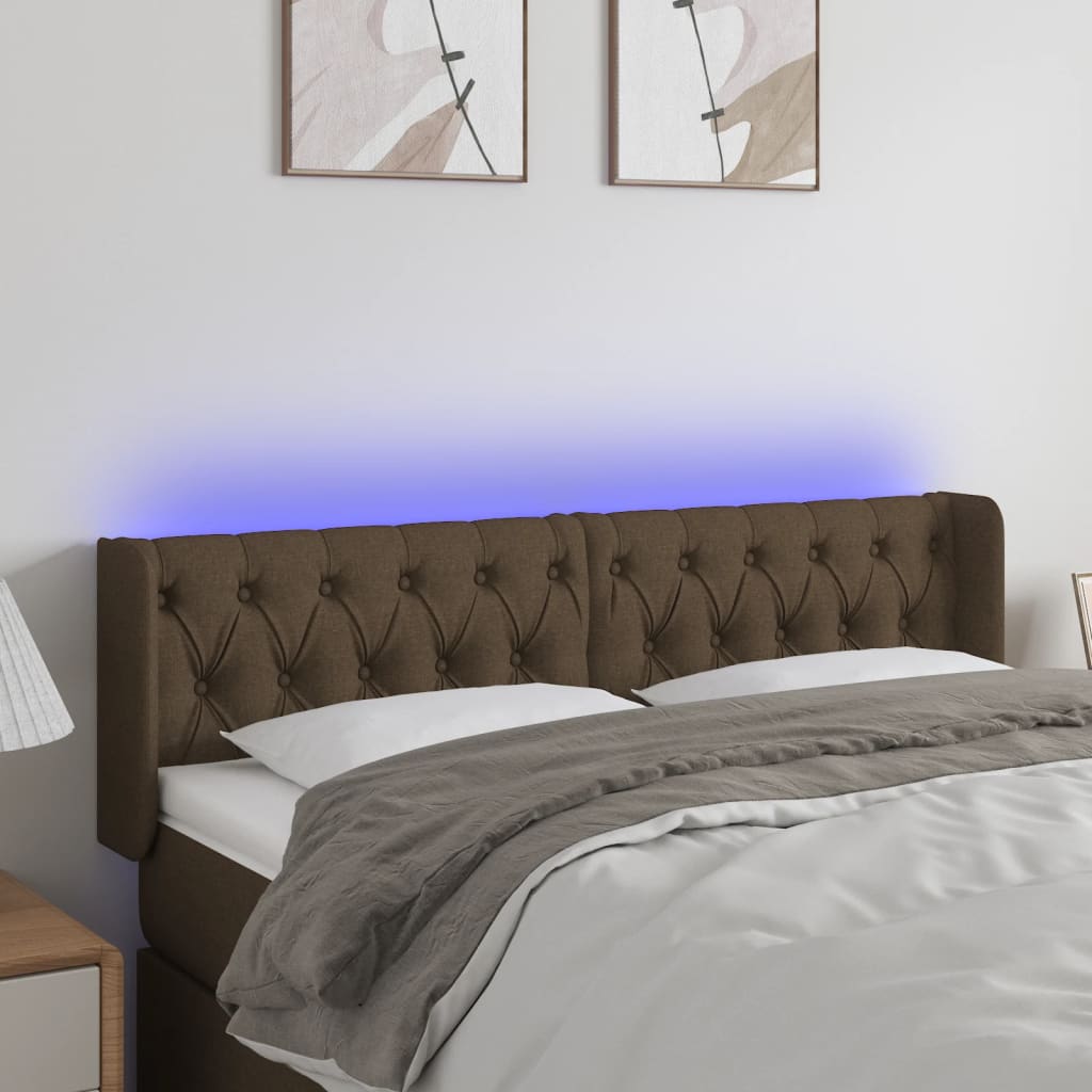 Tête de lit à LED Marron foncé 147x16x78/88 cm Tissu - XIOS