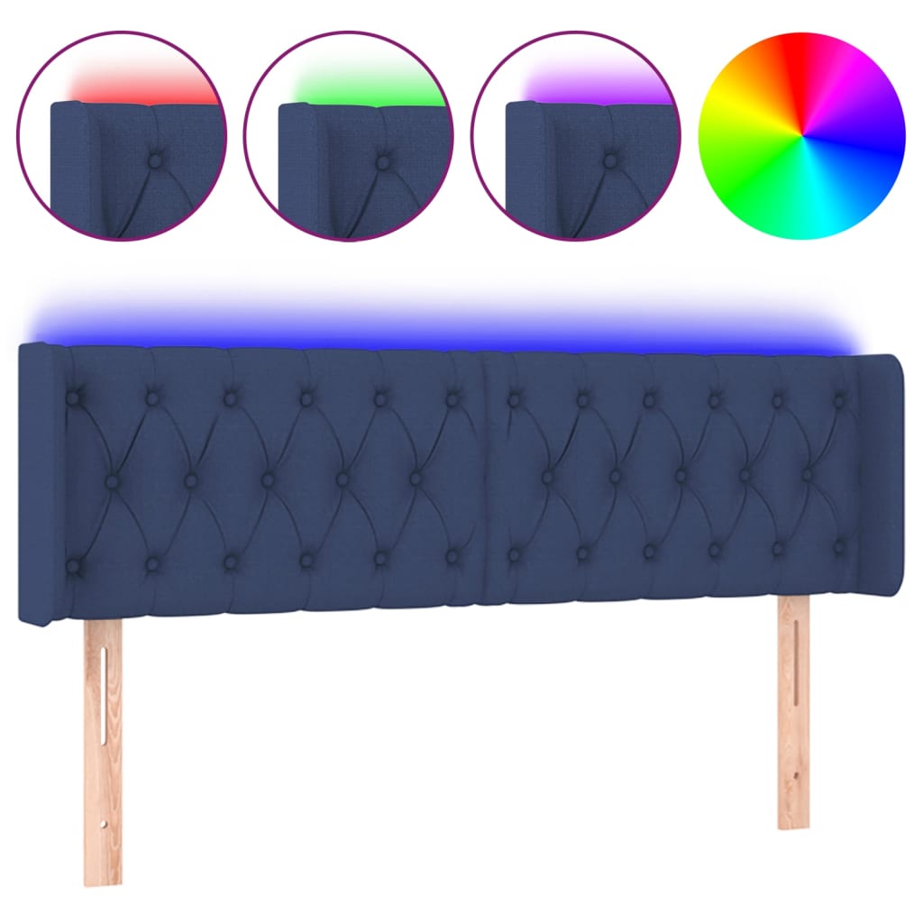 Tête de lit à LED Bleu 147x16x78/88 cm Tissu - XIOS