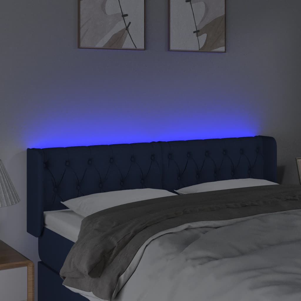 Tête de lit à LED Bleu 147x16x78/88 cm Tissu - XIOS