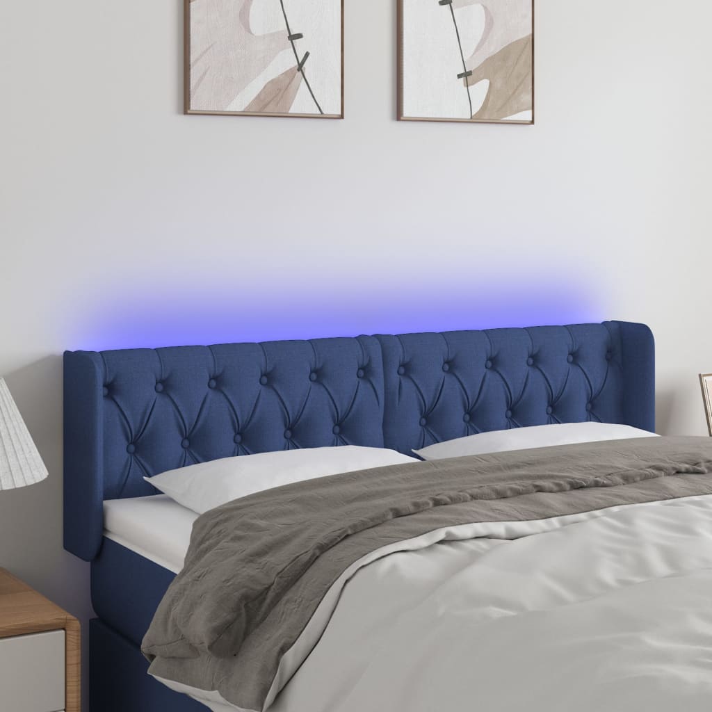 Tête de lit à LED Bleu 147x16x78/88 cm Tissu - XIOS