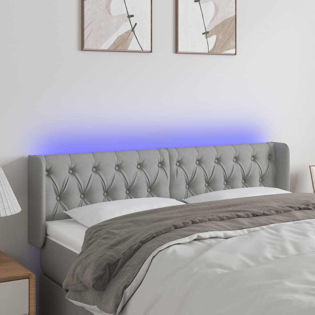 Tête de lit à LED Gris clair 163x16x78/88 cm Tissu - XIOS
