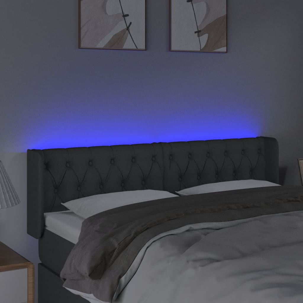 Tête de lit à LED Gris foncé 163x16x78/88 cm Tissu - XIOS
