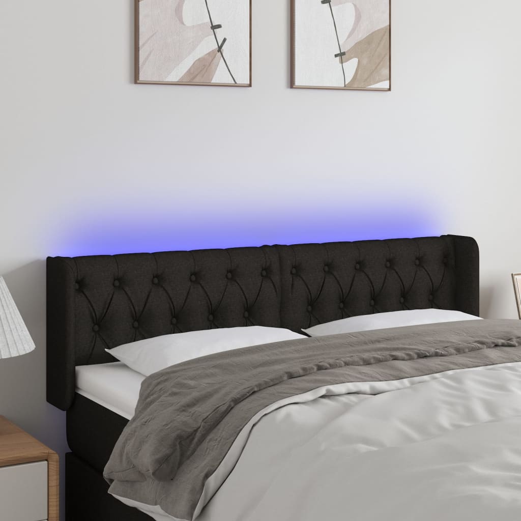 Tête de lit à LED Noir 163x16x78/88 cm Tissu - XIOS