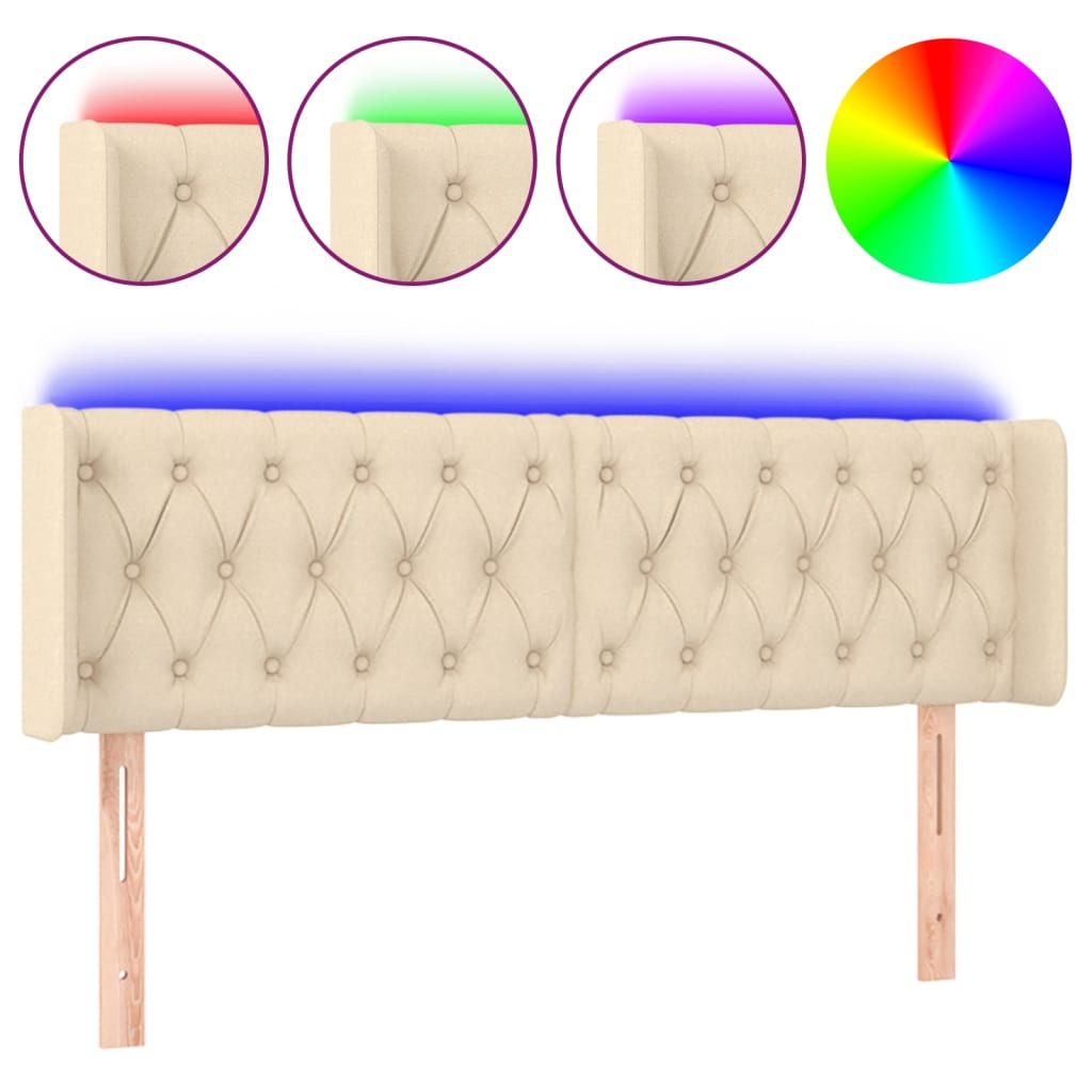 Tête de lit à LED Crème 163x16x78/88 cm Tissu - XIOS