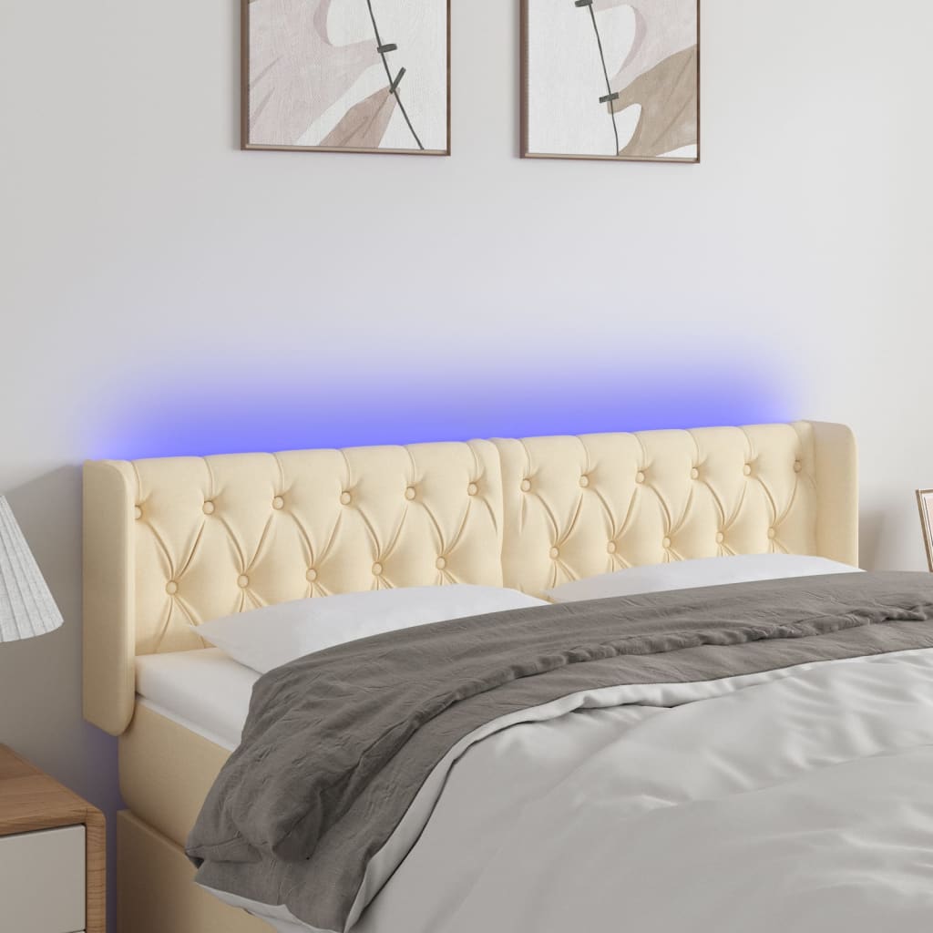 Tête de lit à LED Crème 163x16x78/88 cm Tissu - XIOS