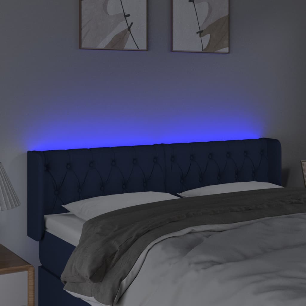 Tête de lit à LED Bleu 163x16x78/88 cm Tissu - XIOS