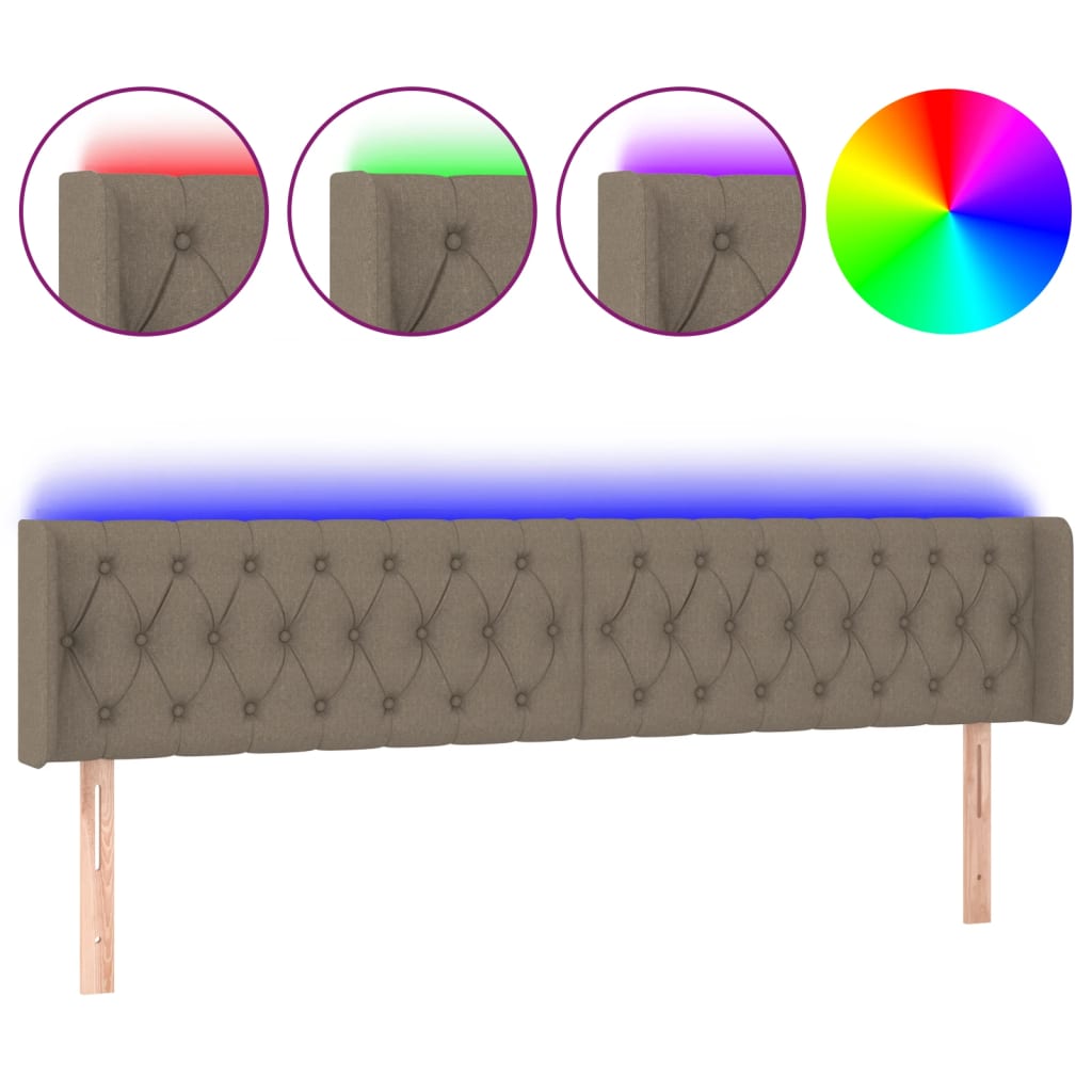 Tête de lit à LED Taupe 183x16x78/88 cm Tissu - XIOS