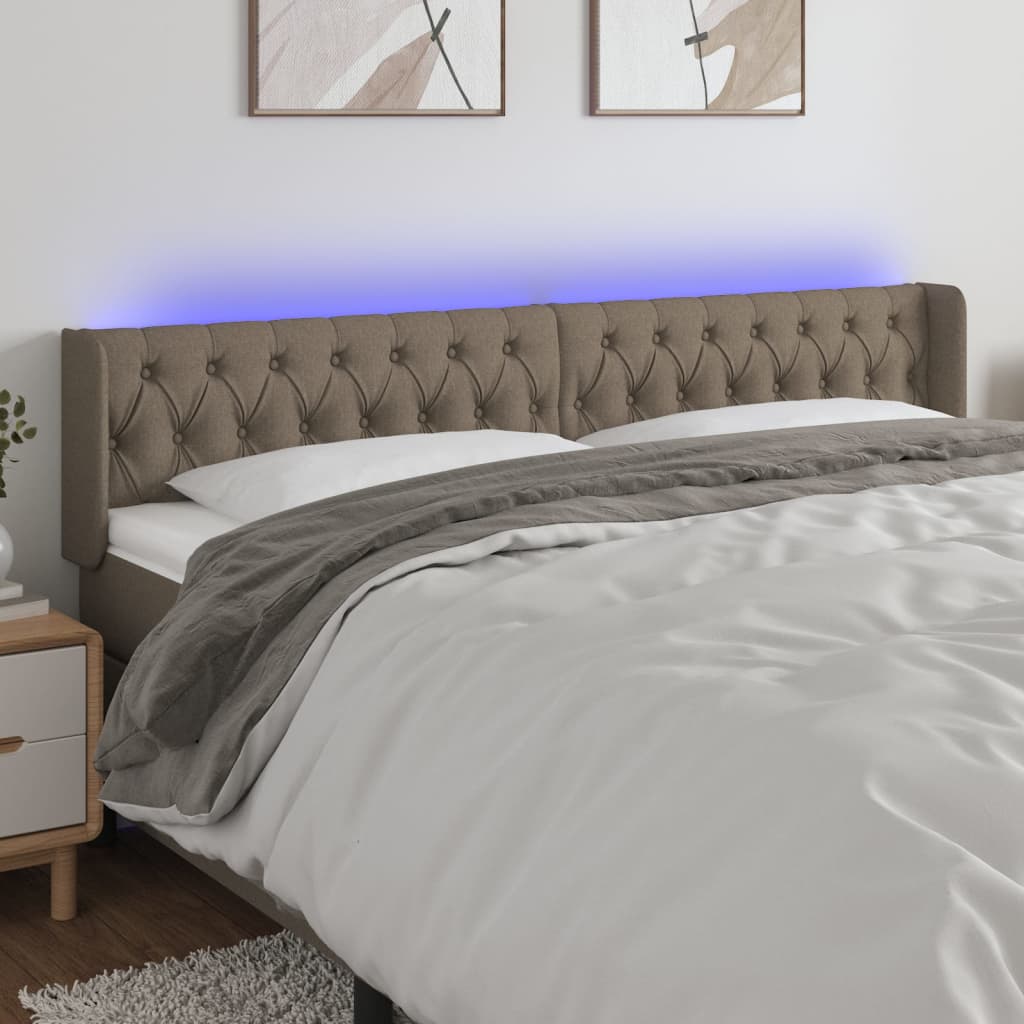 Tête de lit à LED Taupe 183x16x78/88 cm Tissu - XIOS